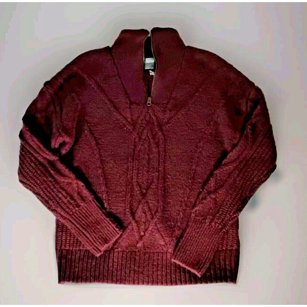sweater Natural Reflections Cable Quarter-Zip Long-Sleeve Pullover Womens Small